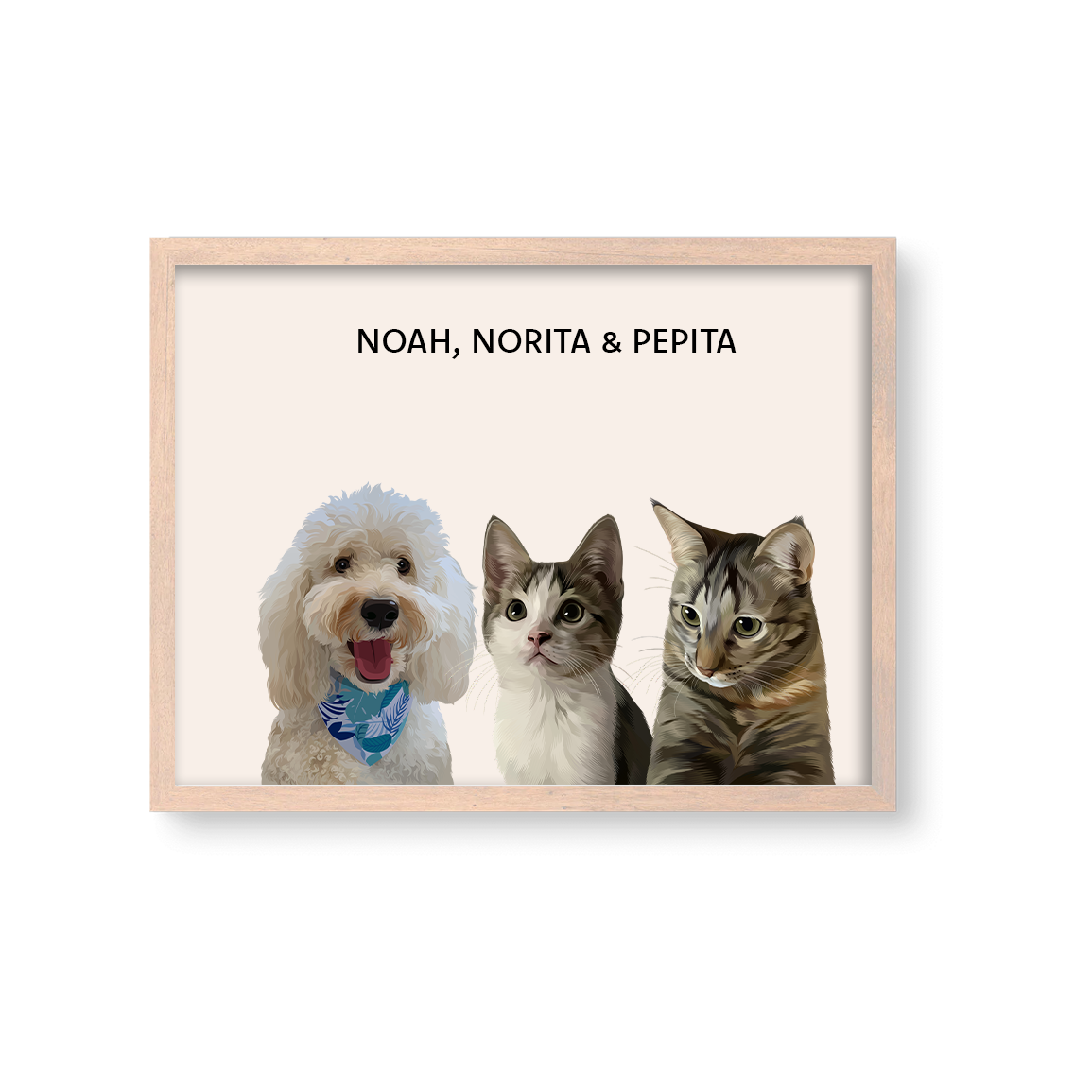 Retrato Estilo Modern 3 Mascotas