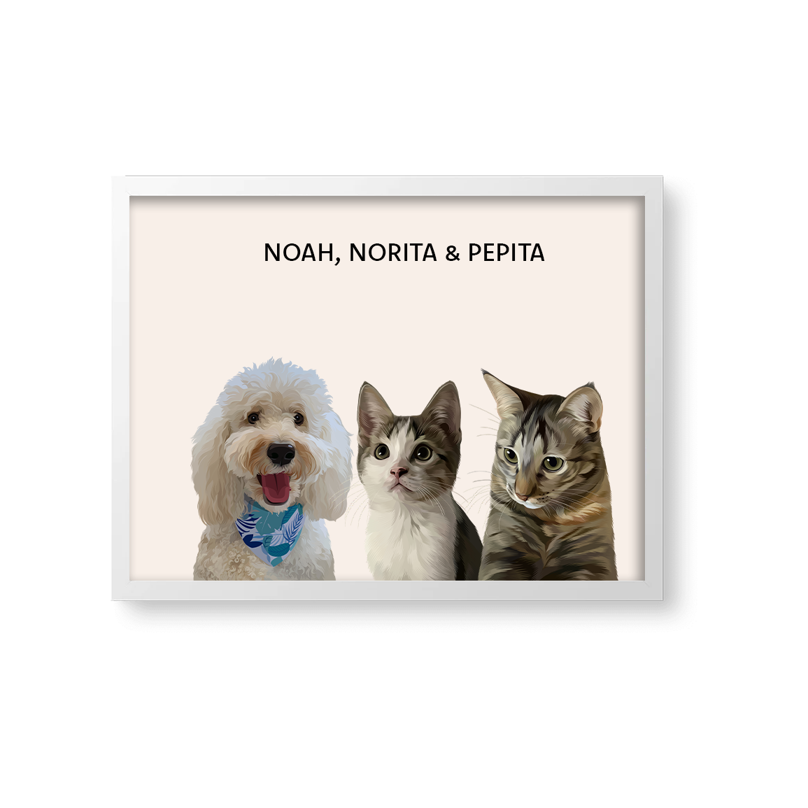 Retrato Estilo Modern 3 Mascotas