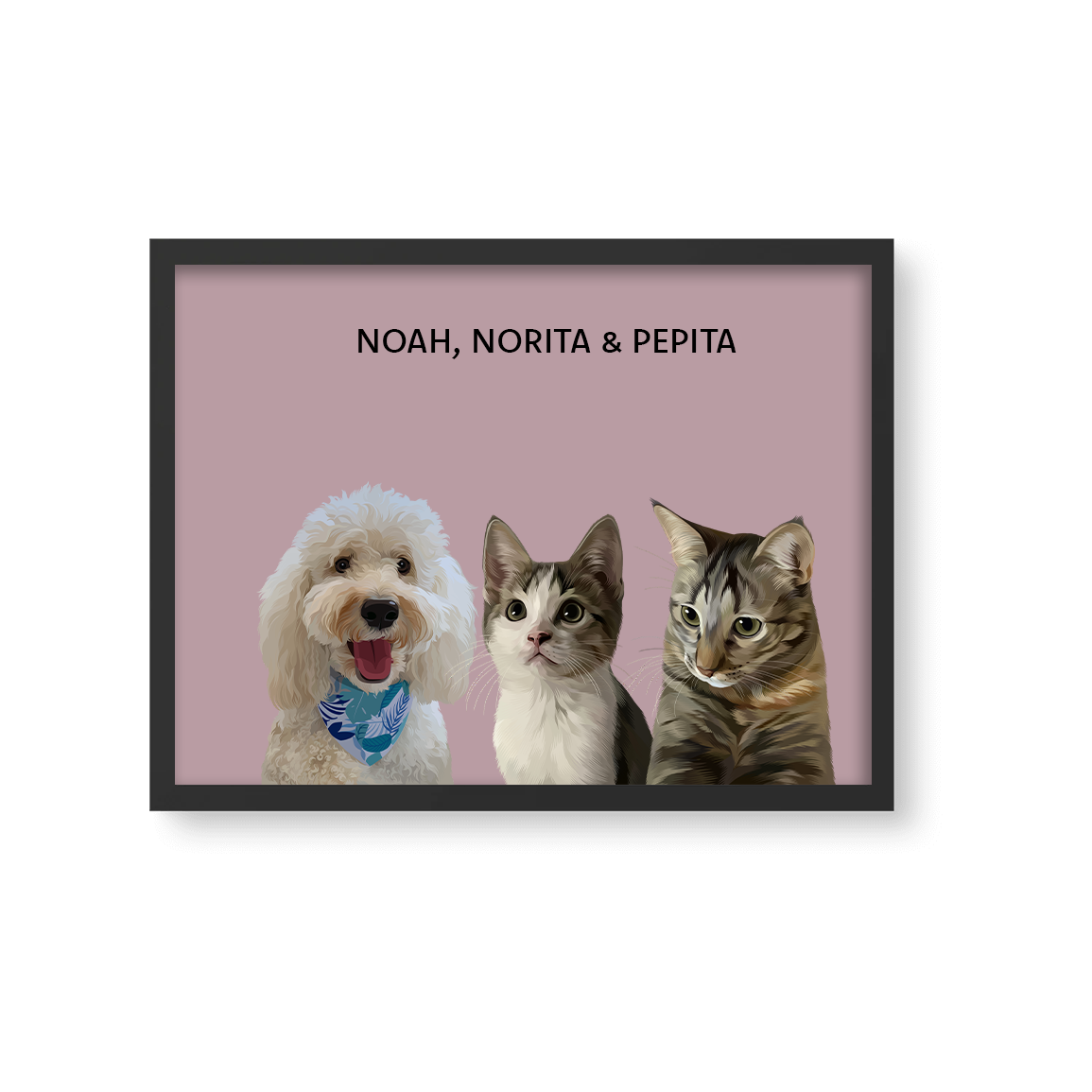 Retrato Estilo Modern 3 Mascotas