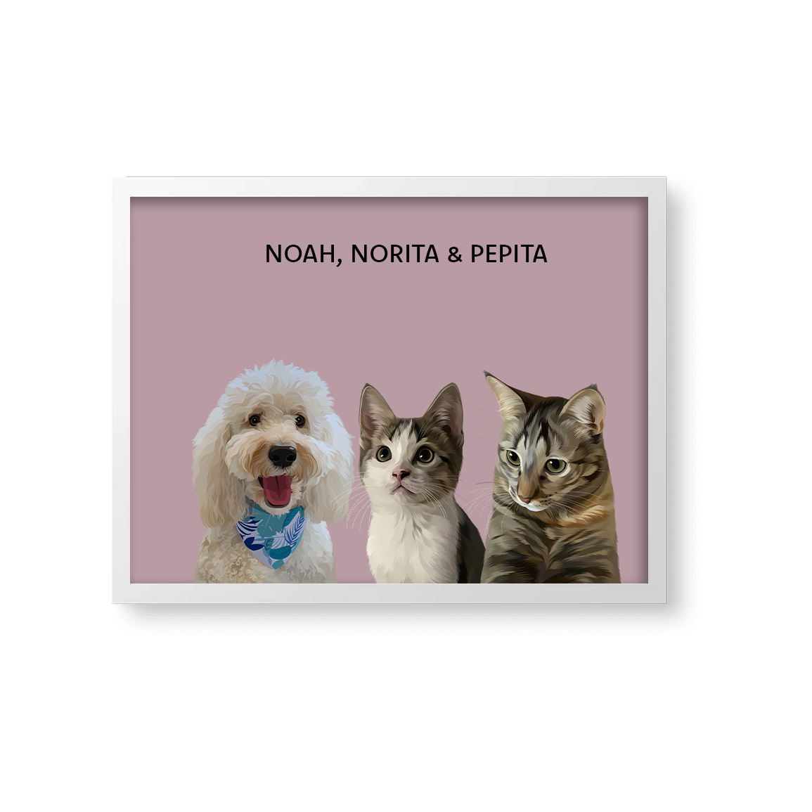 Retrato Estilo Modern 3 Mascotas