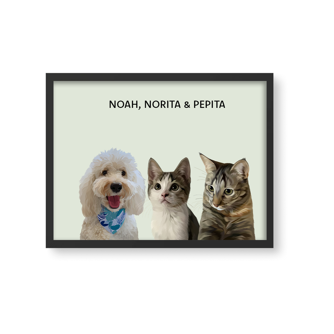Retrato Estilo Modern 3 Mascotas