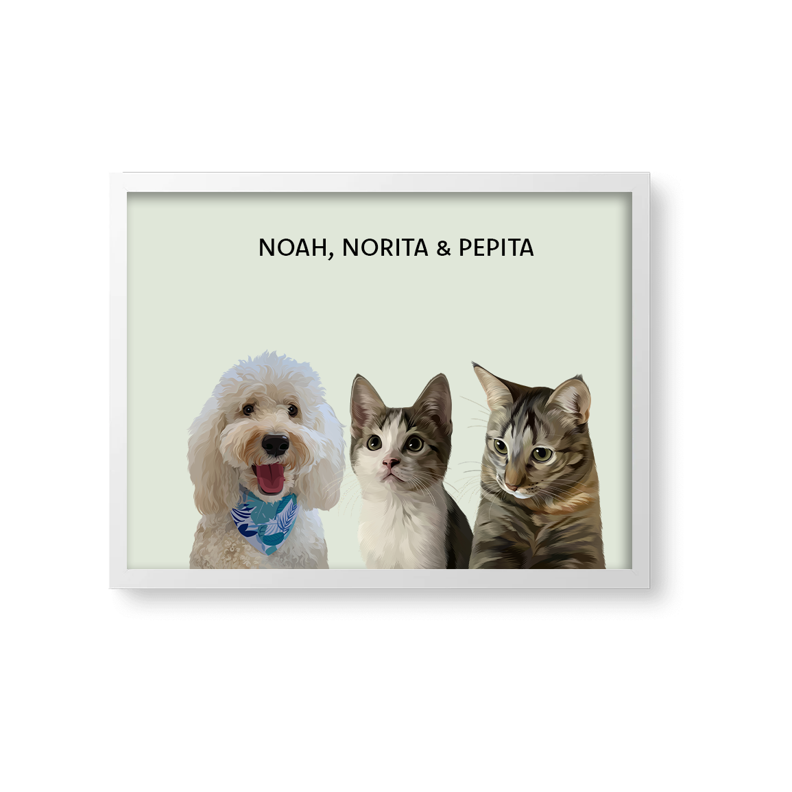 Retrato Estilo Modern 3 Mascotas