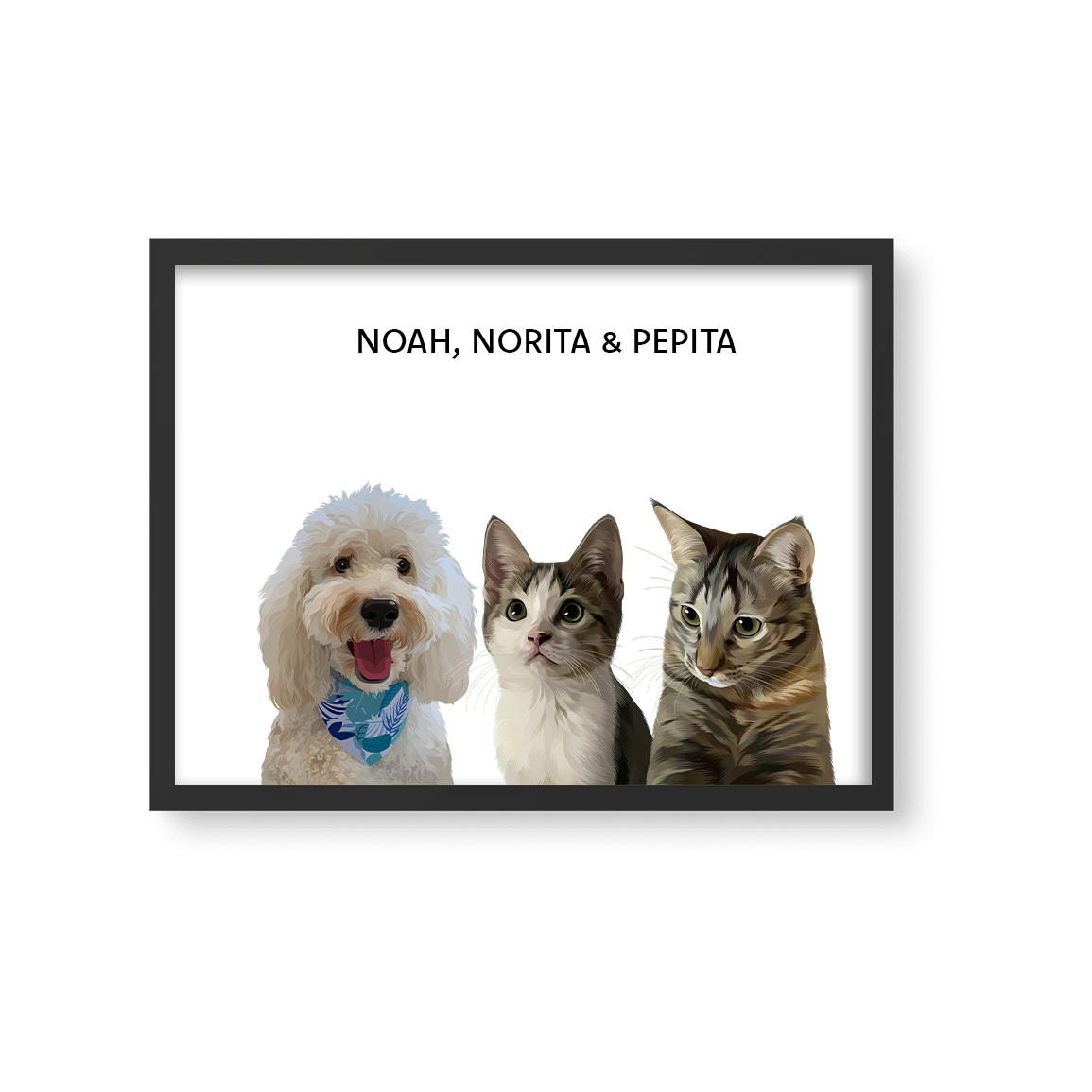 Retrato Estilo Modern 3 Mascotas