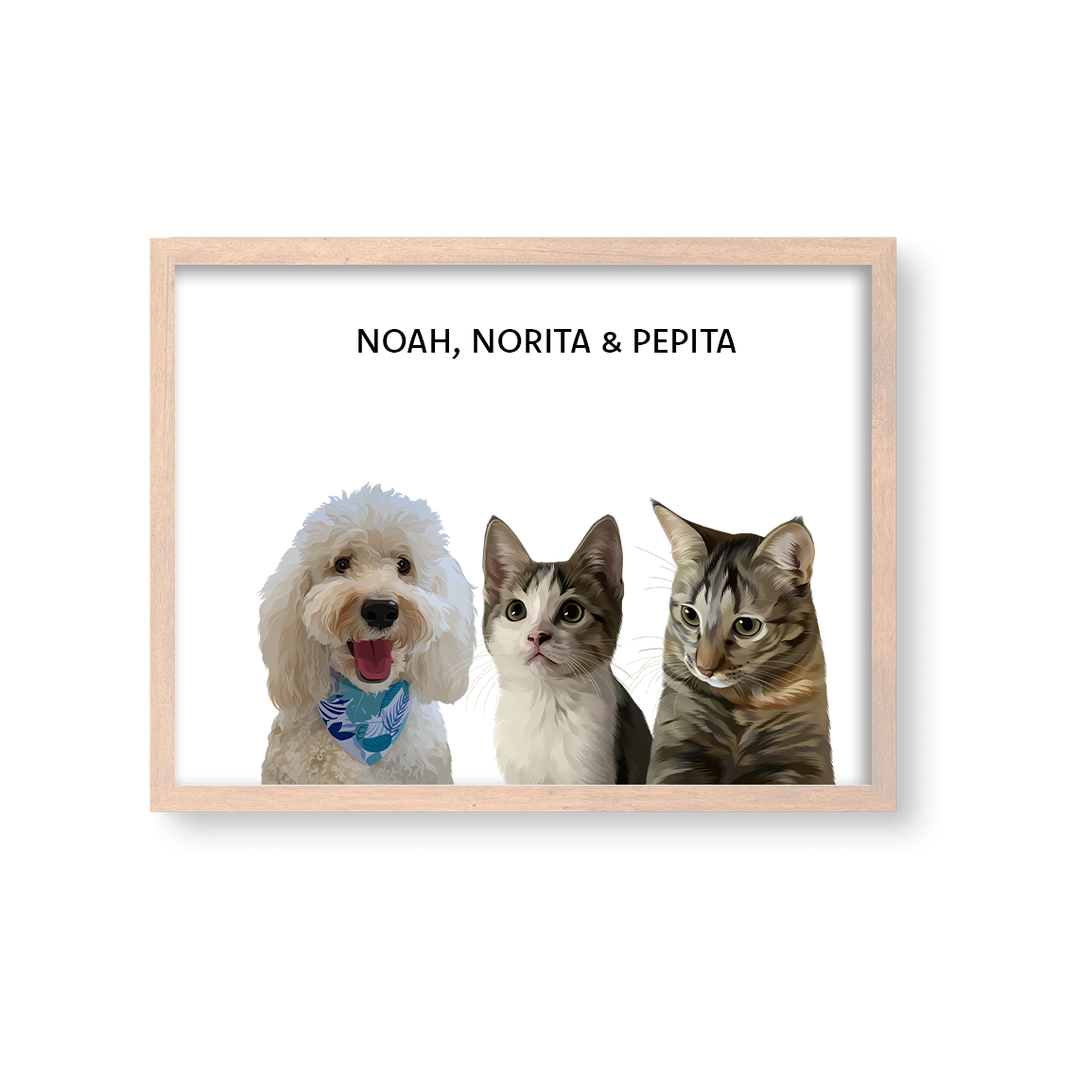 Retrato Estilo Modern 3 Mascotas