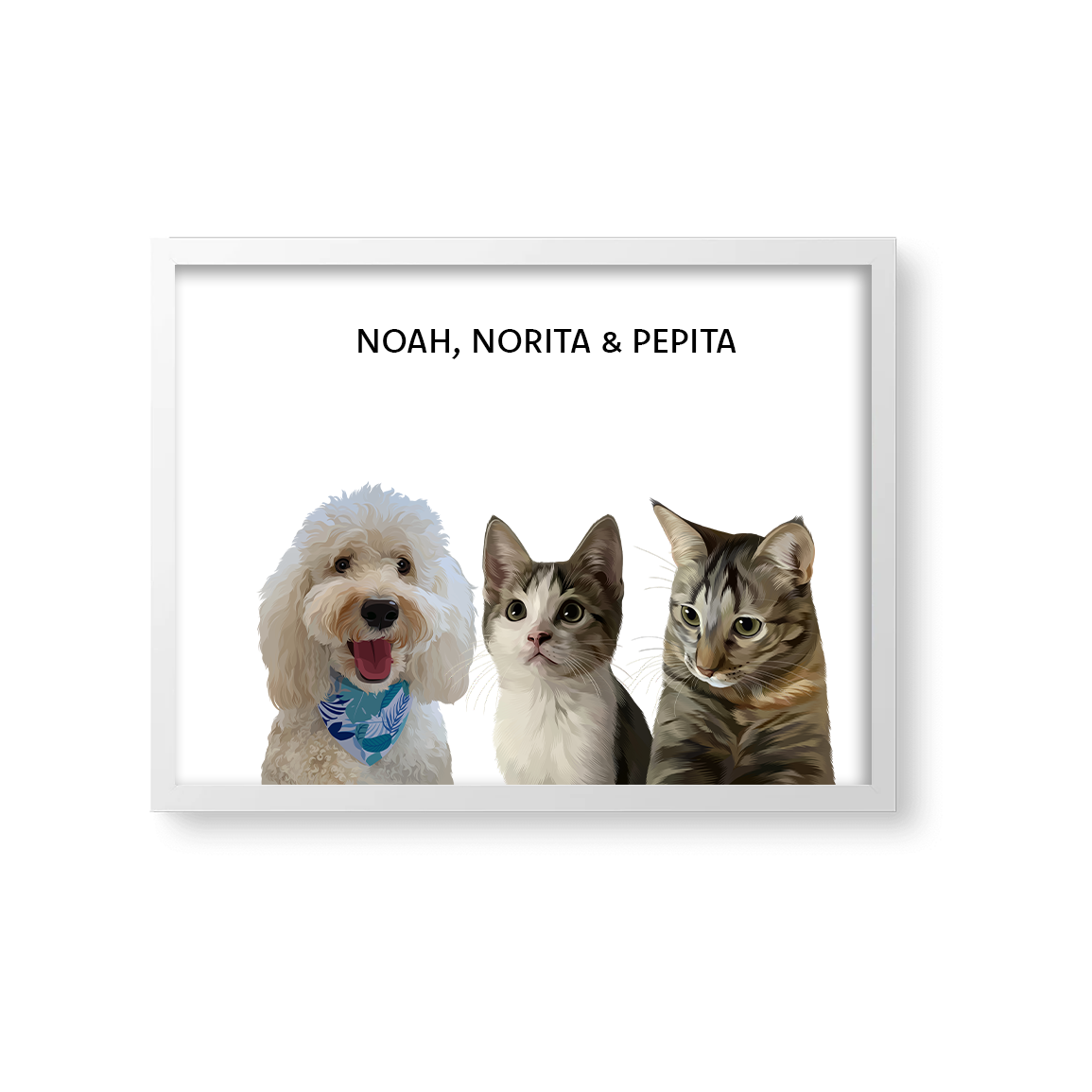 Retrato Estilo Modern 3 Mascotas