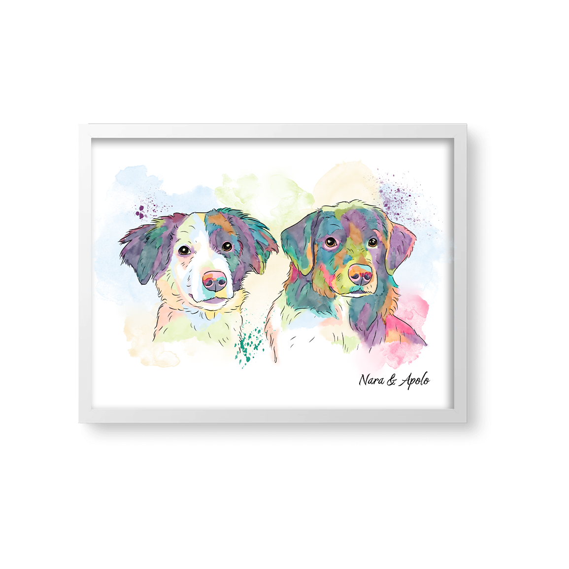 Retrato Estilo Rainbow 2 Mascotas