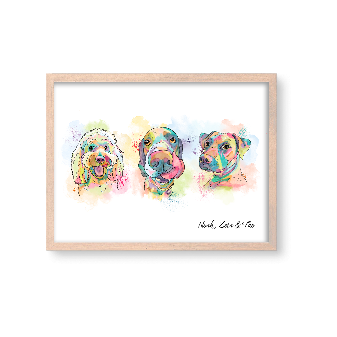 Retrato Estilo Rainbow 3 Mascotas
