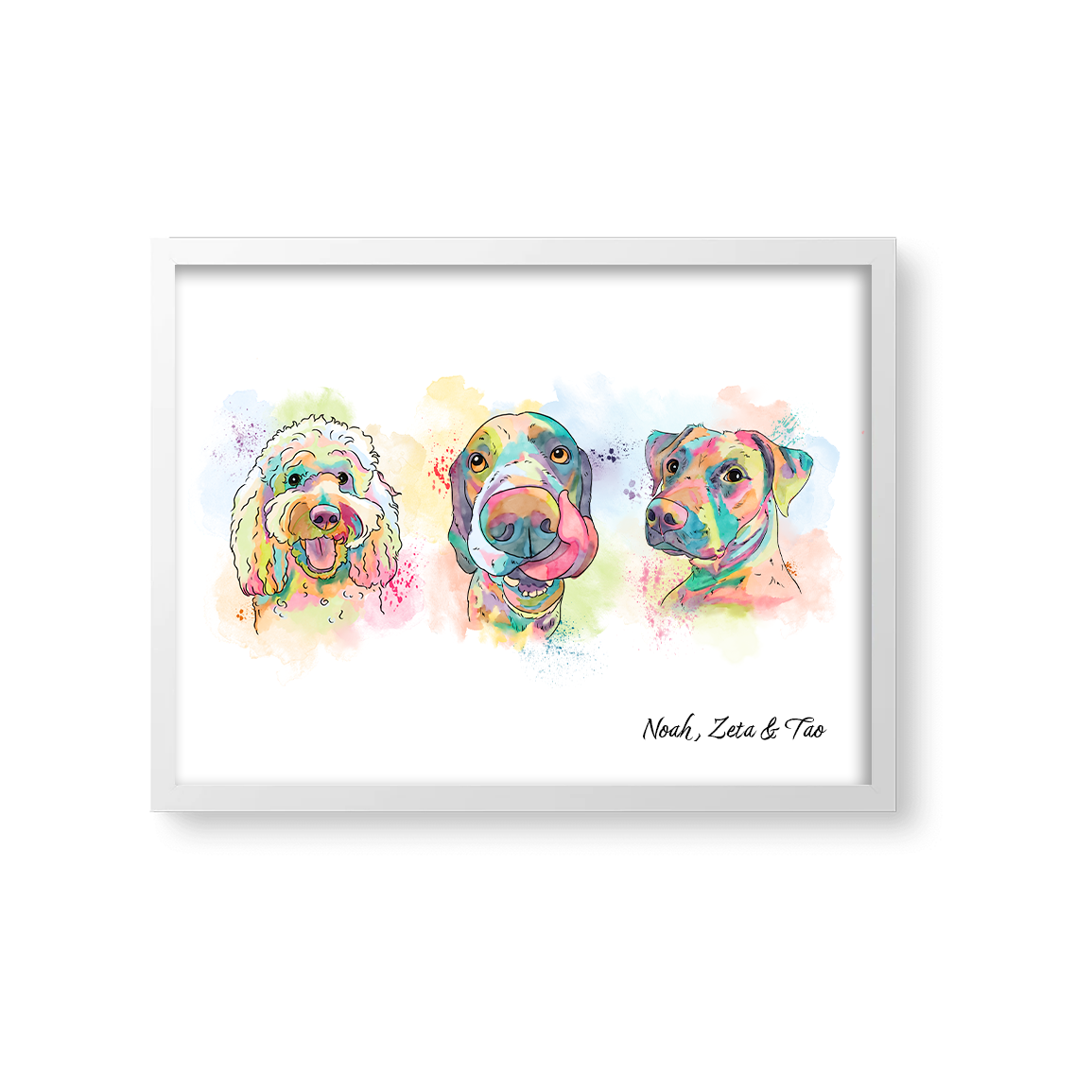 Retrato Estilo Rainbow 3 Mascotas