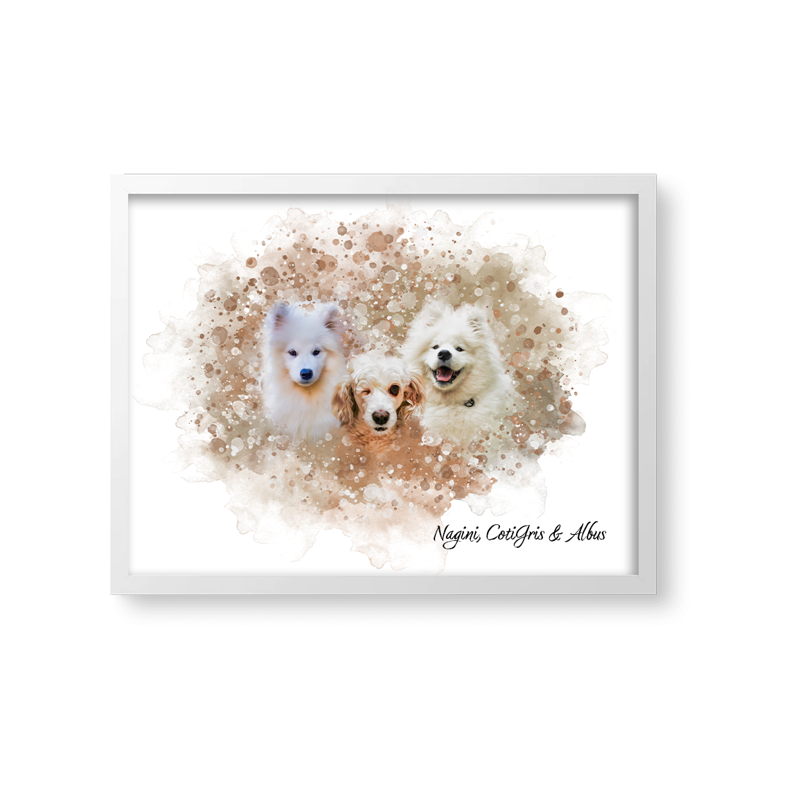 Retrato Estilo Watercolor 3 Mascotas