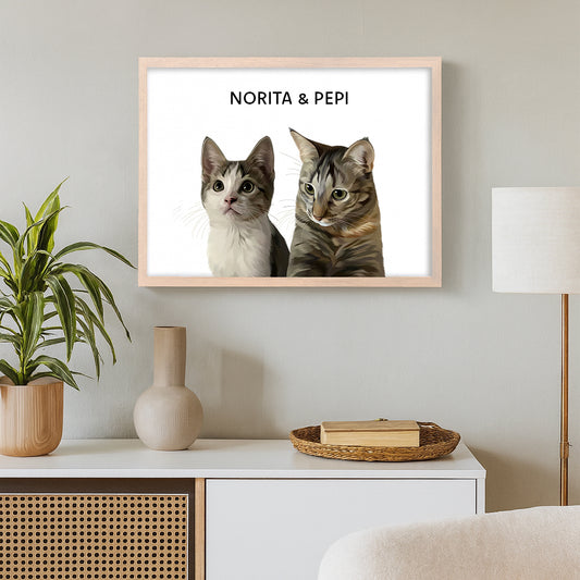 Retrato Estilo Modern 2 Mascotas