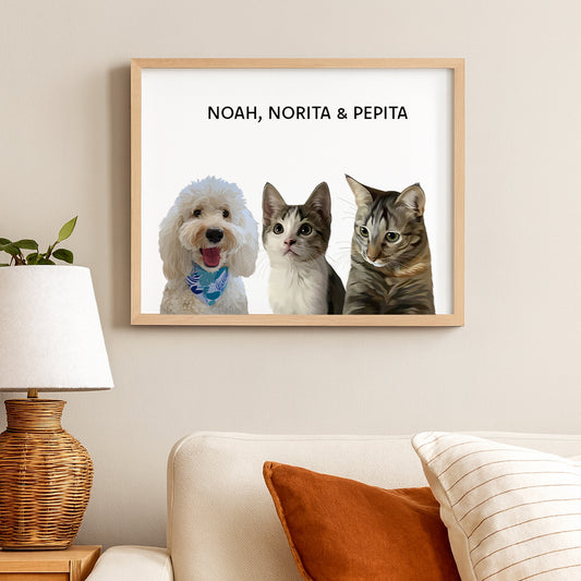 Retrato Estilo Modern 3 Mascotas