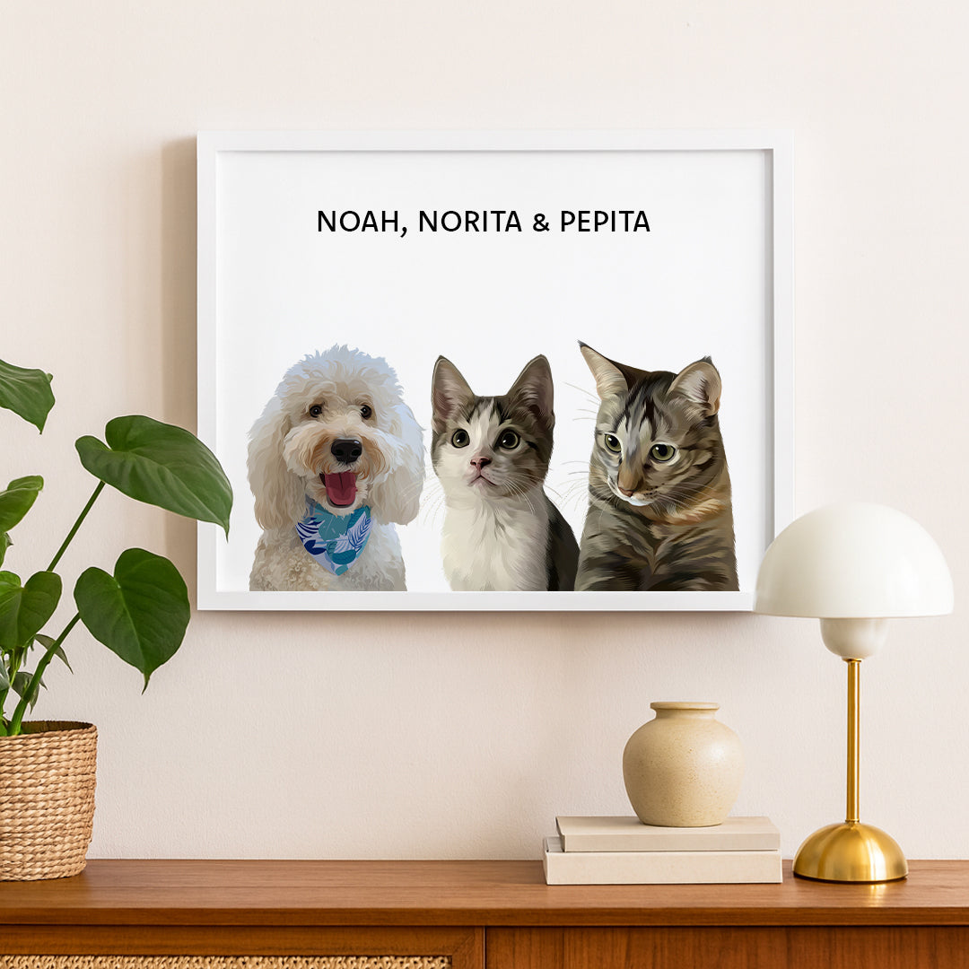 Retrato Estilo Modern 3 Mascotas