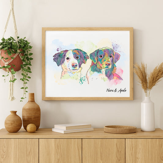 Retrato Estilo Rainbow 2 Mascotas