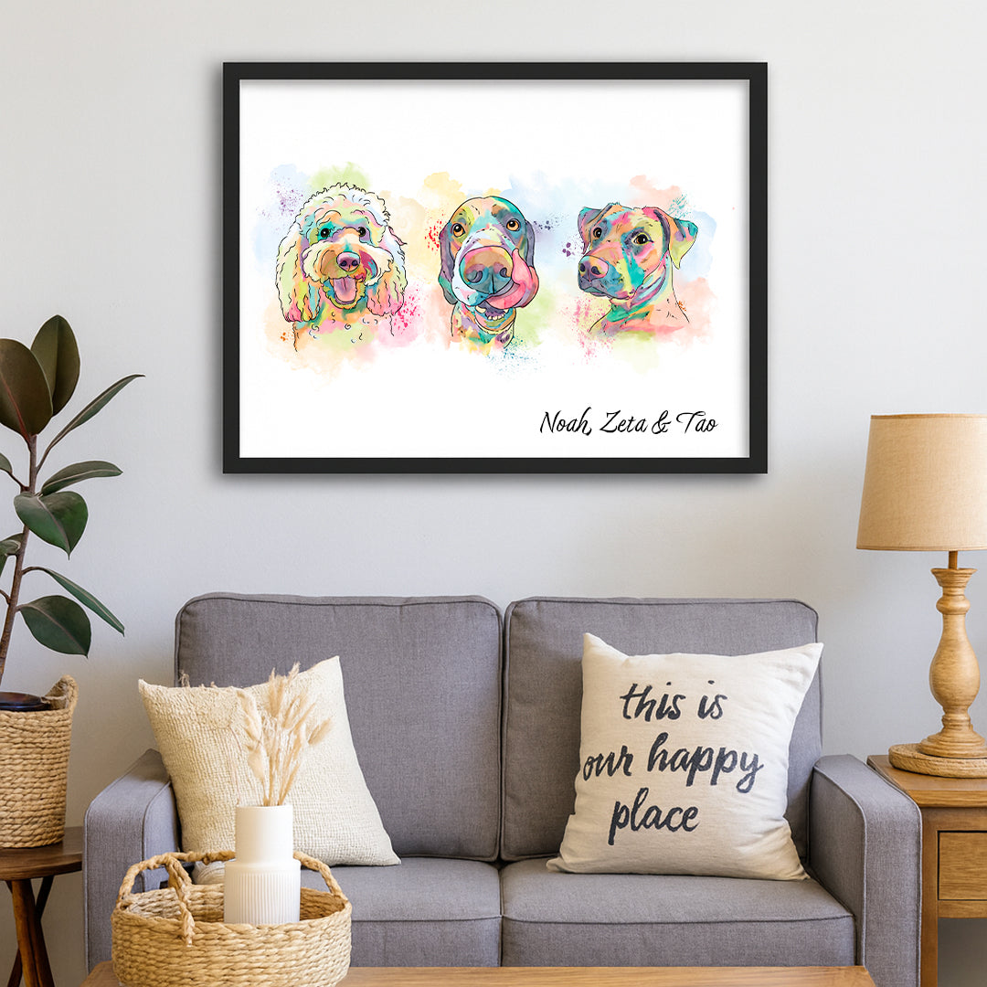 Retrato Estilo Rainbow 3 Mascotas