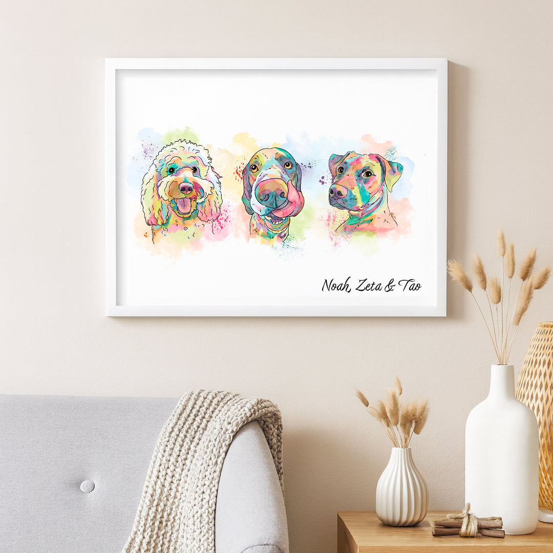 Retrato Estilo Rainbow 3 Mascotas