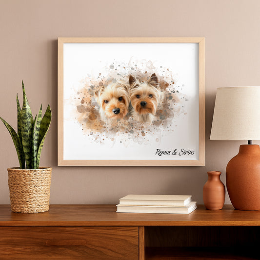 Retrato Estilo Watercolor 2 Mascotas