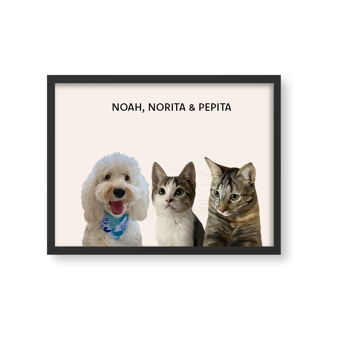 Retrato Estilo Modern 3 Mascotas