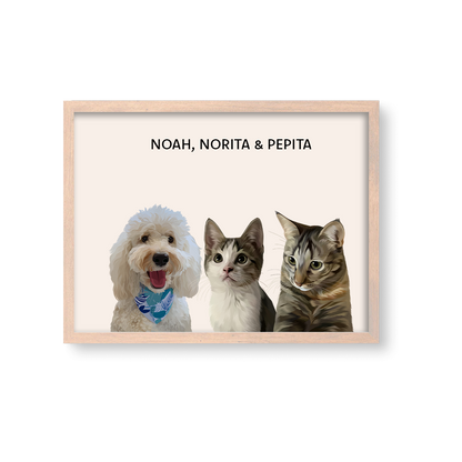 Retrato Estilo Modern 3 Mascotas