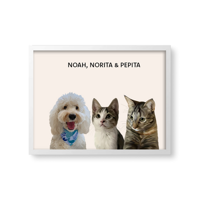 Retrato Estilo Modern 3 Mascotas