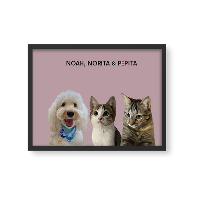 Retrato Estilo Modern 3 Mascotas