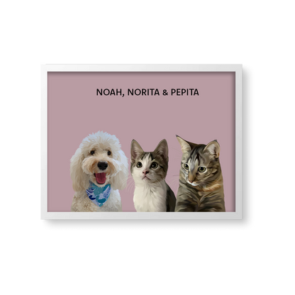 Retrato Estilo Modern 3 Mascotas