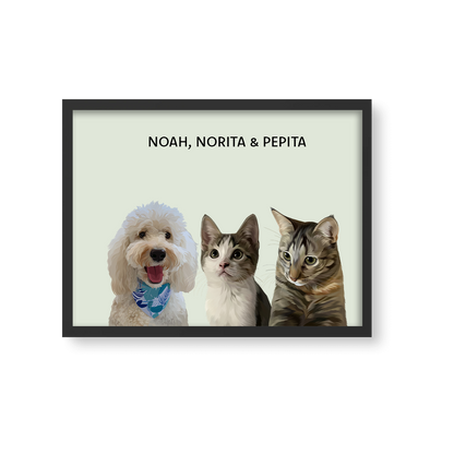 Retrato Estilo Modern 3 Mascotas