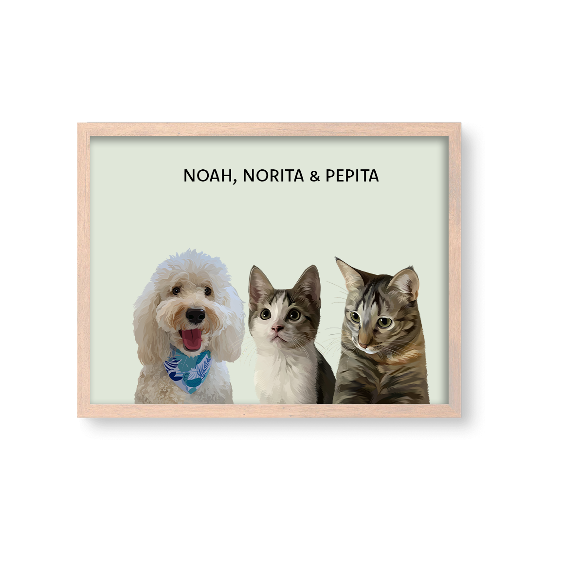 Retrato Estilo Modern 3 Mascotas