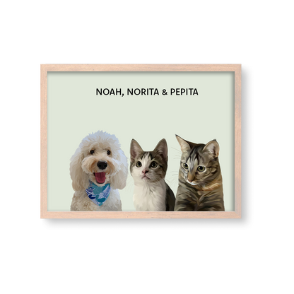 Retrato Estilo Modern 3 Mascotas