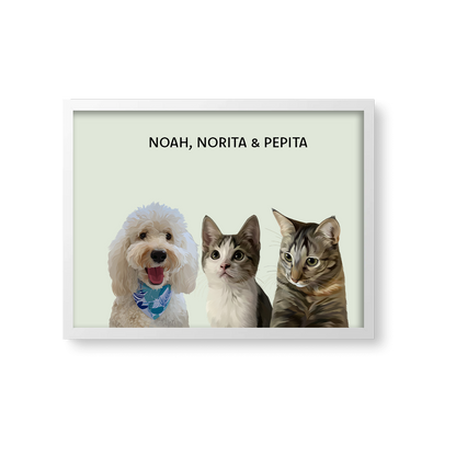 Retrato Estilo Modern 3 Mascotas