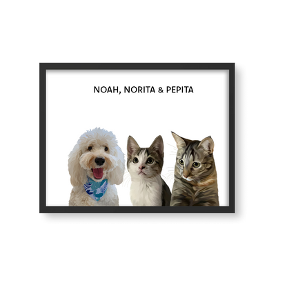 Retrato Estilo Modern 3 Mascotas