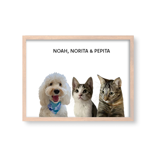 Retrato Estilo Modern 3 Mascotas