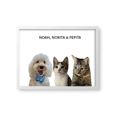 Retrato Estilo Modern 3 Mascotas