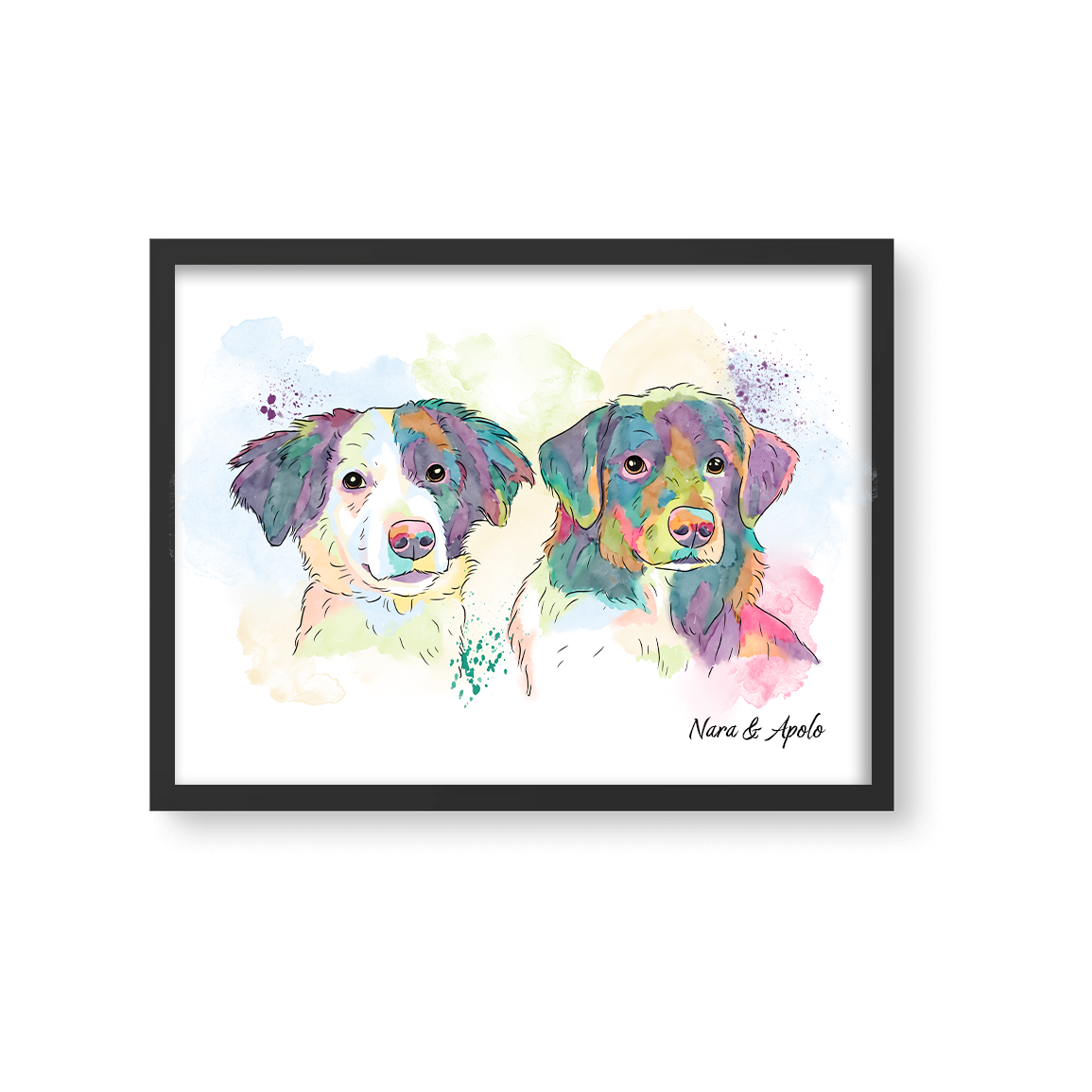 Retrato Estilo Rainbow 2 Mascotas