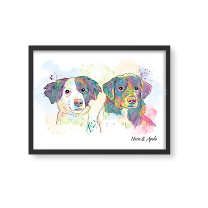 Retrato Estilo Rainbow 2 Mascotas