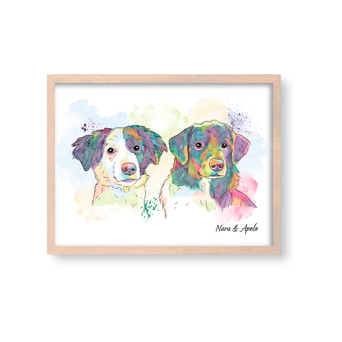 Retrato Estilo Rainbow 2 Mascotas