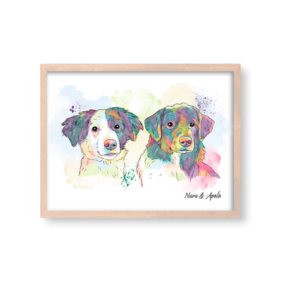 Retrato Estilo Rainbow 2 Mascotas