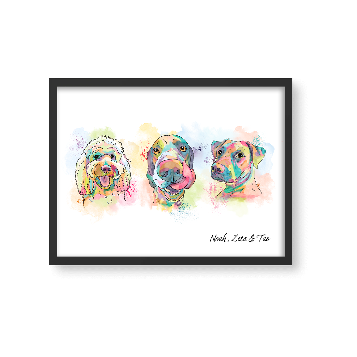 Retrato Estilo Rainbow 3 Mascotas