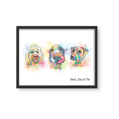 Retrato Estilo Rainbow 3 Mascotas