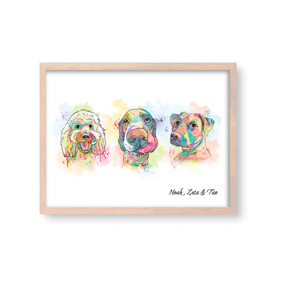 Retrato Estilo Rainbow 3 Mascotas