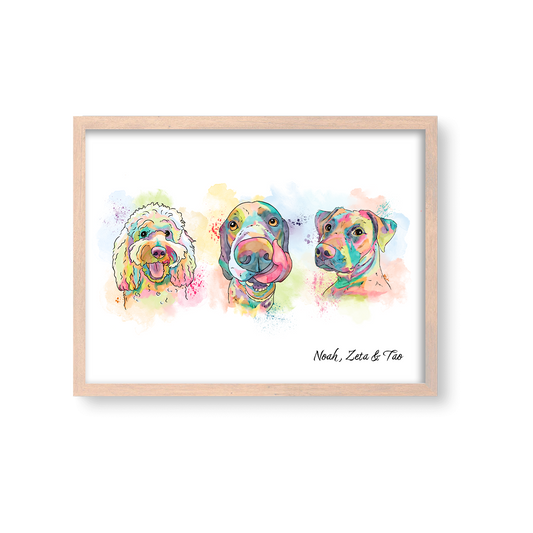 Retrato Estilo Rainbow 3 Mascotas