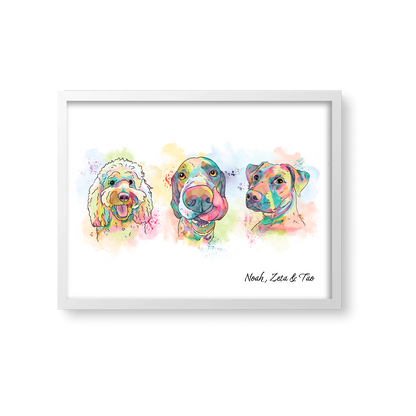 Retrato Estilo Rainbow 3 Mascotas