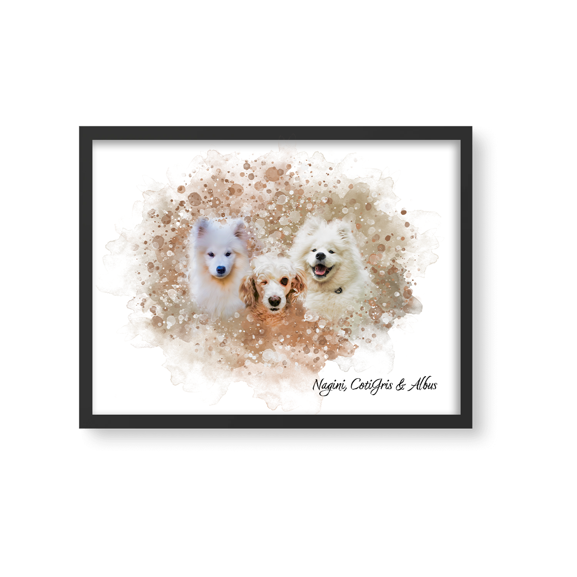 Retrato Estilo Watercolor 3 Mascotas