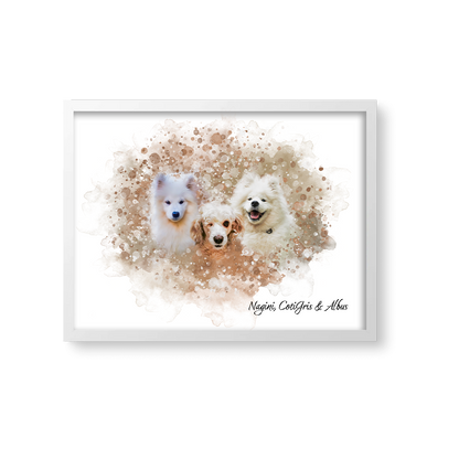 Retrato Estilo Watercolor 3 Mascotas