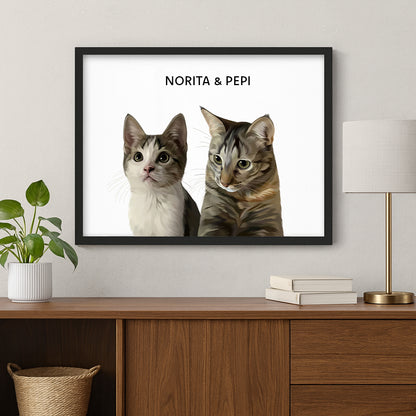 Retrato Estilo Modern 2 Mascotas