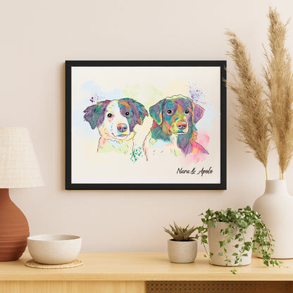 Retrato Estilo Rainbow 2 Mascotas