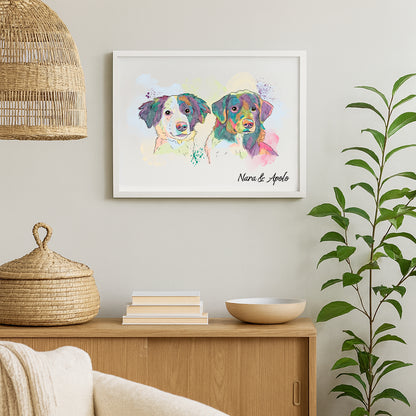 Retrato Estilo Rainbow 2 Mascotas