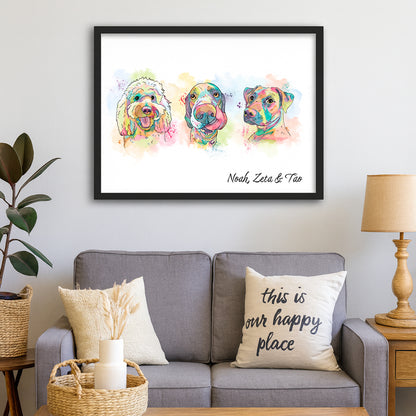 Retrato Estilo Rainbow 3 Mascotas