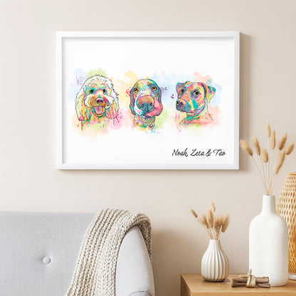 Retrato Estilo Rainbow 3 Mascotas
